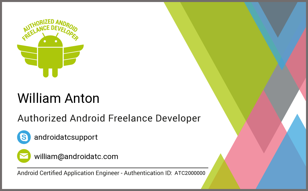 Android Freelance Developer Business card